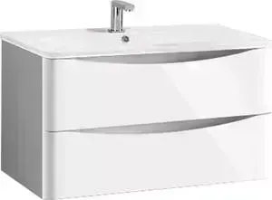 Тумба с раковиной Vincea с Roberta L.White 80x45 см, белый глянец (VMC-1R800LW, VCB-1RA800W)