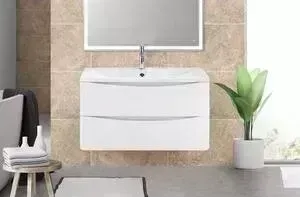 Тумба с раковиной BELBANGO с Acqua 100 bianco lucido (ACQUA-1000-2C-SO-BL, BB1000/455-LV-MR-ALR)