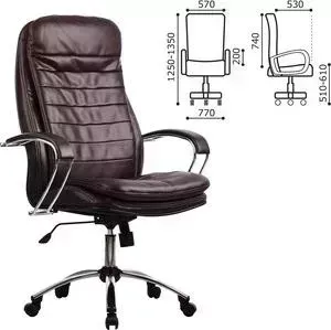 Кресло офисное Metta Метта LK-3CH кожа, хром, коричневое, ш/к 85369