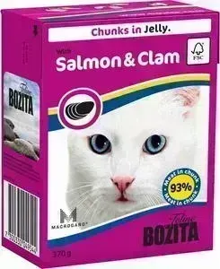 Консервы BOZITA Chunks in Jelly with Salmon & Clam кусочки в желе с лососеми и мидиями для кошек 370г (4954)