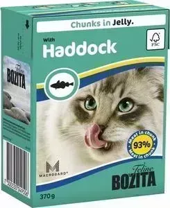 Консервы BOZITA Chunks in Jelly with Haddock кусочки в желе с пикшей для кошек 370г (4950)