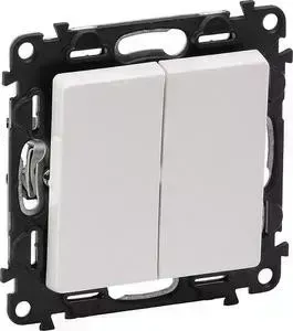 Выключатель двухклавишный Legrand Valena Life 10A 250V белый 752405