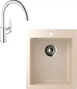Мойка кухонная и смеситель EcoStone и смеситель ES-014 Grohe BauFlow бежевая (ES-14-328, 31230000)