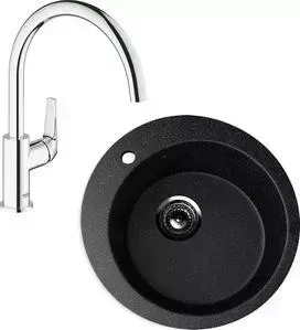 Мойка кухонная и смеситель EcoStone и смеситель ES-013 Grohe BauFlow черная (ES-13-308, 31230000)