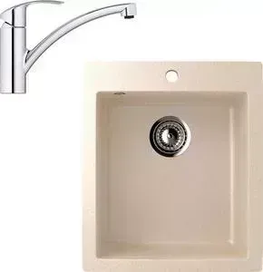 Мойка кухонная и смеситель EcoStone и смеситель ES-014 Grohe Eurosmart бежевая (ES-14-328, 33281002)