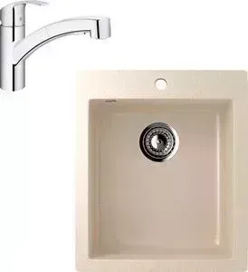 Мойка кухонная и смеситель EcoStone и смеситель ES-014 Grohe Eurosmart бежевая (ES-14-328, 30305000)