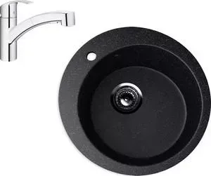 Мойка кухонная и смеситель EcoStone и смеситель ES-013 Grohe Eurosmart черная (ES-13-308, 30305000)