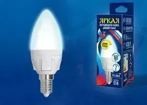 лампа UNIEL Светодиодная диммируемая LED-C37 7W/4000K/E14/FR/DIM PLP01WH
