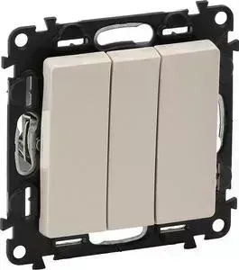 Выключатель трехклавишный Legrand Valena Life 10A 250V слоновая кость 752503