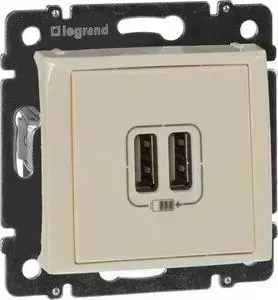 Розетка Legrand USB двойная Valena 240V/5V 2400mA слоновая кость 774170