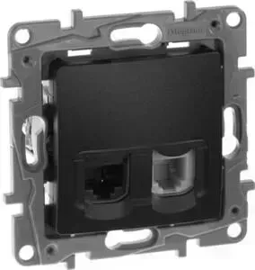 Розетка Legrand комбинированная RJ11+RJ45 Etika 5 кат UTP антрацит 672652