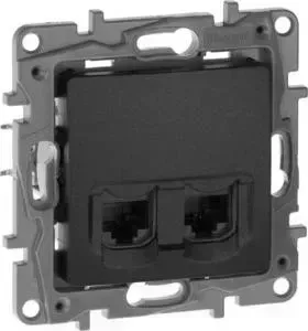 Розетка Legrand компьютерная 2xRJ45 Etika 5 кат UTP антрацит 672655