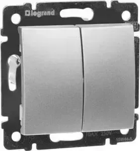 Переключатель Legrand двухклавишный на 2 направления Valena 10A 250V алюминий 770108