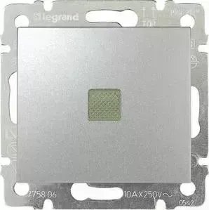 Переключатель Legrand одноклавишный промежуточный Valena 10A 250V с подсветкой алюминий 770148