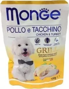 Пауч Monge и Dog Grill Turkey с индейкой для собак курица 100г