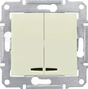 Выключатель двухклавишный Schneider Electric механизм СП Sedna 10А IP20 с син. индик. бежевый SDN0300347
