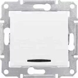 Выключатель одноклавишный Schneider Electric механизм СП Sedna 10А IP20 с син. индик. белый SDN1400121