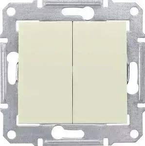 Переключатель двухклавишный Schneider Electric механизм СП Sedna бежевый SDN0600147