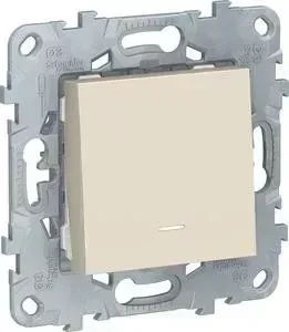 Выключатель одноклавишный Schneider Electric UNICA NEW с подсветкой (сх.1а) бежевый NU520144N