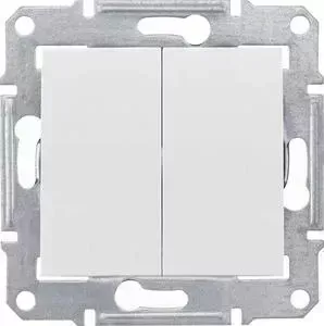 Переключатель двухклавишный Schneider Electric механизм СП Sedna белый SDN0600121