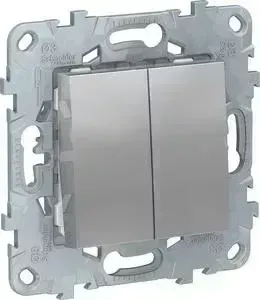 Выключатель двухклавишный Schneider Electric UNICA NEW (сх.5) алюминий NU521130