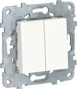 Переключатель двухклавишный Schneider Electric UNICA NEW 2х(сх.6) 10AX 250В белый NU521318