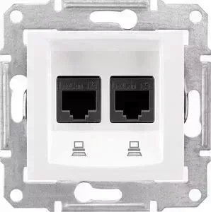 Механизм Schneider Electric компьютерной розетки двойной СП Sedna RJ45 + RJ45 белый (SDN4400121)