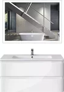 Мебель для ванной Vincea Alba L.White W Led B 100 белый глянец