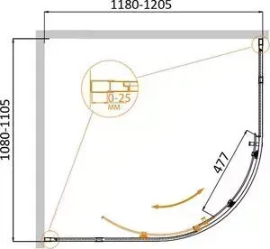 Душевой уголок CEZARES Molveno RH-1 120x110 Punto, хром (MOLVENO-RH-11-120/110-P-Cr)
