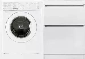 Стиральная машина INDESIT с тумбой и раковиной IWSB 5085 Даллас 120 белая, напольная правая