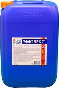 Маркопул Кемиклс М47 ЭМОВЕКС жидкий хлор для дезинфекции воды (водный раствор гипохлорита натрия) 30л(34кг): характеристики Маркопул Кэмиклс