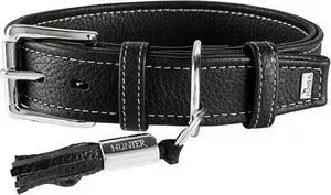 Ошейник Hunter Collar Cannes 45 (29-37см)/2,8см натуральная кожа черный для собак