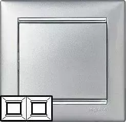 Рамка Legrand 2-постовая Valena алюминий/серебряный штрих 770352