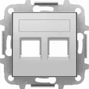 Лицевая панель ABB Sky розетки 2xRJ12/RJ45 со шторками полем для надписи серебристый алюминий
