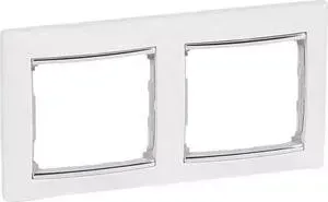 Рамка Legrand 2-постовая Valena белая/серебряный штрих 770492