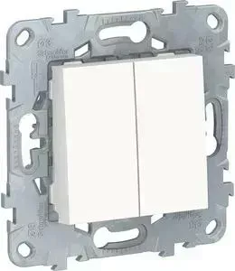 Выключатель двухклавишный Schneider Electric UNICA NEW (сх.5) 10AX 250В белый NU521118