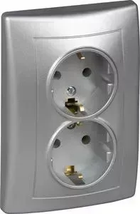 Розетка двойная с заземлением Schneider Electric СП Sedna алюминий (SDN3000660)