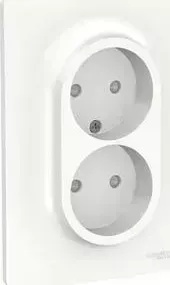 Розетка двойная с защитными шторками Schneider Electric UNICA NEW винтовой зажим белый (NU206318)