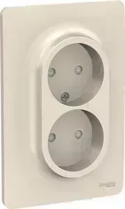 Розетка двойная с защитными шторками Schneider Electric UNICA NEW винтовой зажим бежевый (NU206344)