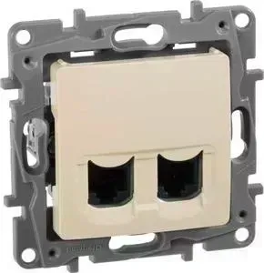Розетка Legrand компьютерная 2xRJ45 Etika 5 кат UTP слоновая кость 672355