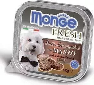 Консервы Monge Dog Fresh Pate and Chunkies with Beef паштет и кусочки с говядиной для собак 100г