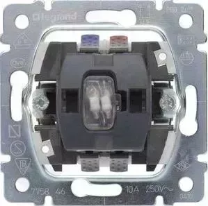 Выключатель Legrand одноклавишный кнопочный на 2 направления Galea Life 10A 250V с нейтралью подсветкой 775846