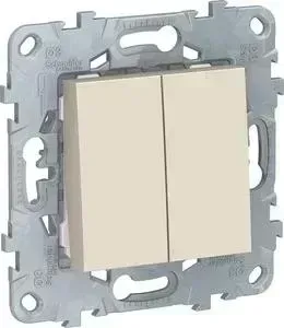 Выключатель двухклавишный Schneider Electric UNICA NEW (сх.5) 10AX 250В бежевый NU521144