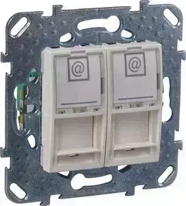 Механизм Schneider Electric компьютерной розетки двойной СП Unica RJ45 бежевый (MGU5.2020.25ZD)