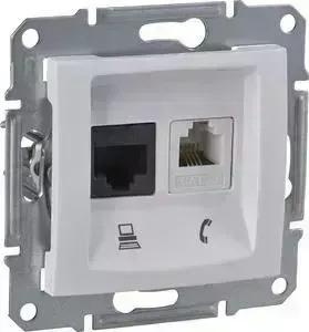 Механизм Schneider Electric розетки комбинированный СП Sedna телефонная RJ11 и компьютерная RJ45 белый (SDN5100121)