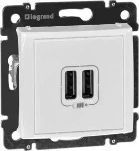 Розетка Legrand USB двойная Valena 240V/5V 2400mA белая 770470