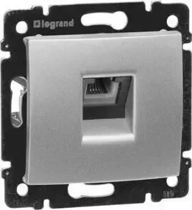 Розетка Legrand телефонная RJ11 Valena алюминий 770138