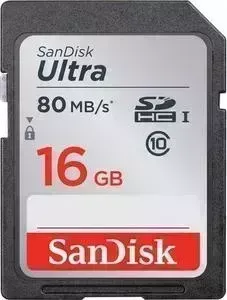 Карта памяти SANDISK Ultra SDHC 16GB 80MB/s Class 10 UHS-I (SDSDUNC-016G-GN6IN)
