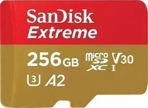 Карта памяти SANDISK Extreme microSDXC 256GB + SD Adapter Rescue Pro Deluxe 160MB/s A2 C10 V30 UHS-I U5 (SDSQXA1-256G-GN6MA)