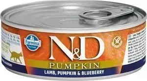 Консервы Farmina N&D Adult Cat GF Pumpkin Lamb, Pumpkin & Blueberry беззерновой с ягненком, тыквой и черникой для взрослых кошек 80г